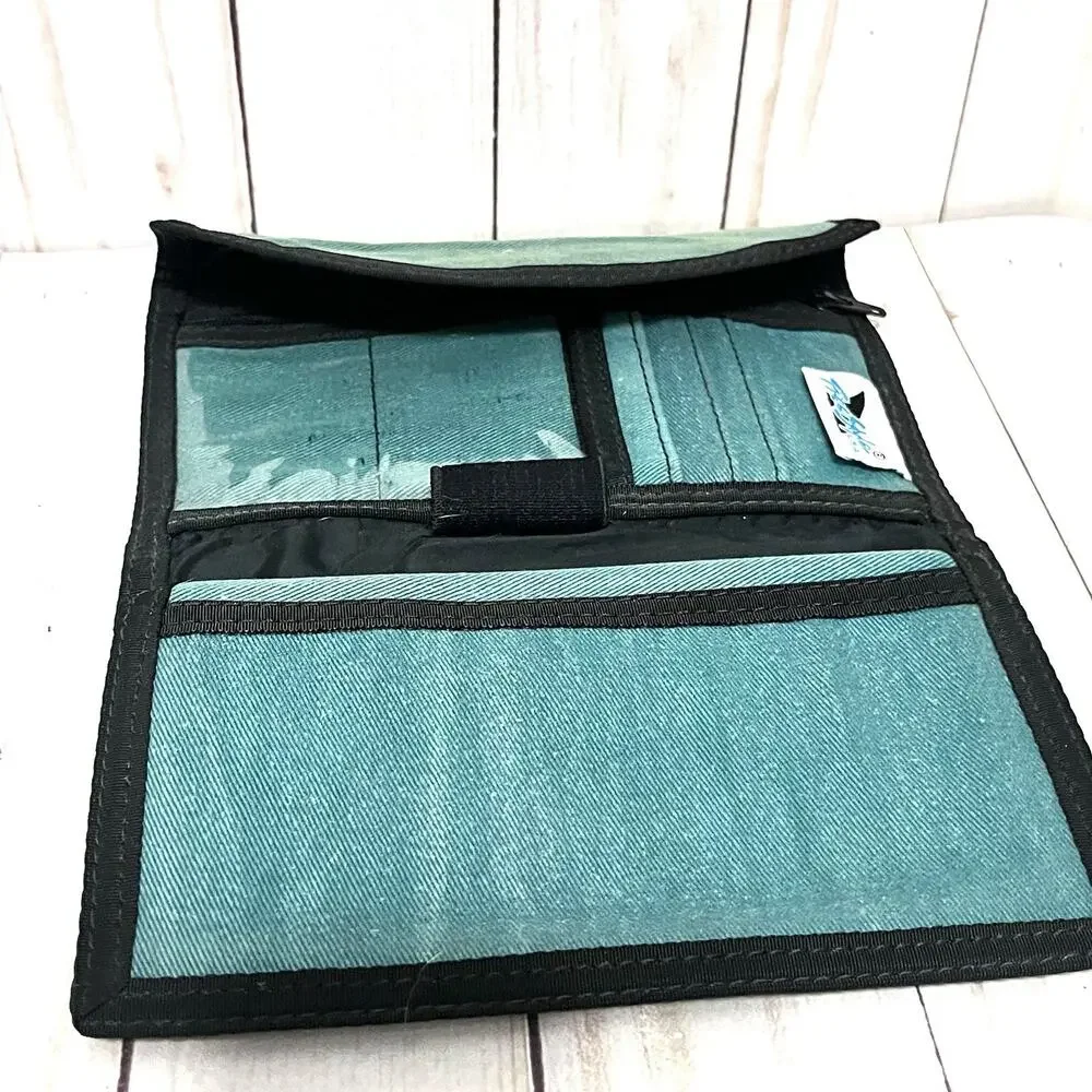 Freestyle Teal Tri-Fold Wallet Nylon Surf Skate Y2K Organizer Vintage